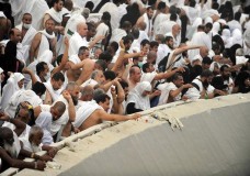 حجاج بيت الله يشرعون في رمي الجمرات .
